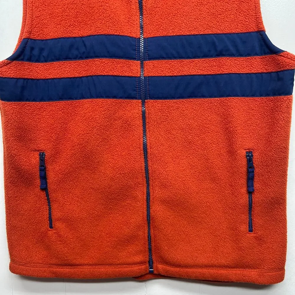 TKS Vintage Boys Fleece Full Zip Orange Vest Size M (10/12) Zip Pockets